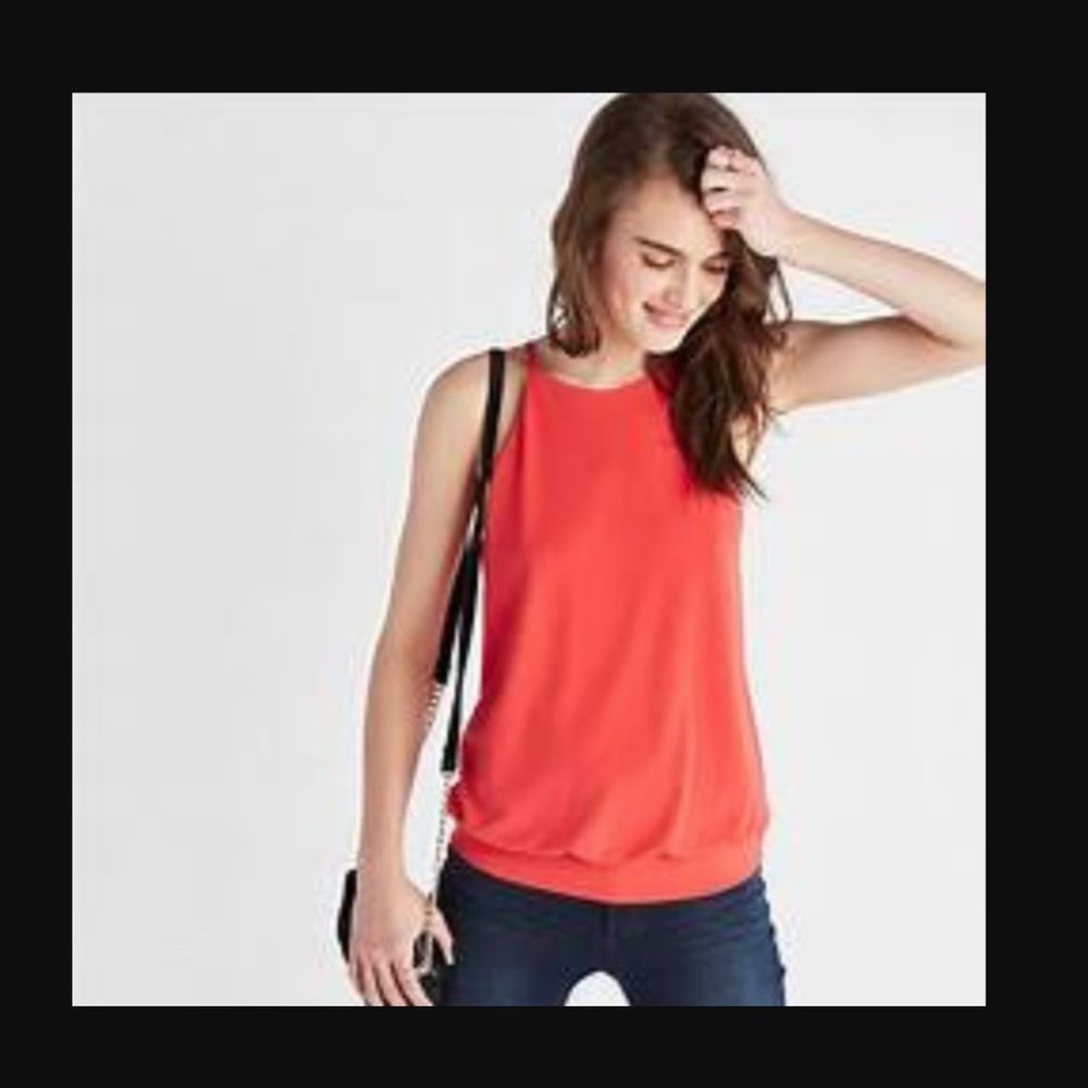 Express High Neck Banded Cami Salmon Pink Small